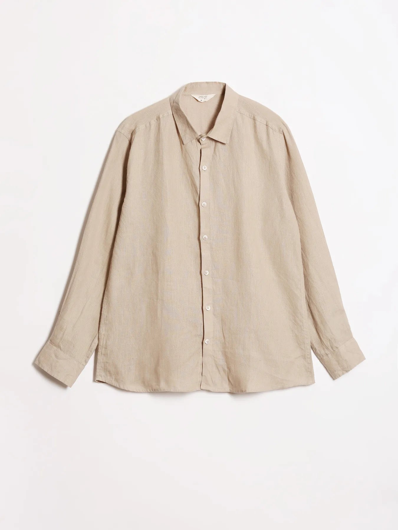 Men Taupe Pure Linen Full Sleeve Shirt