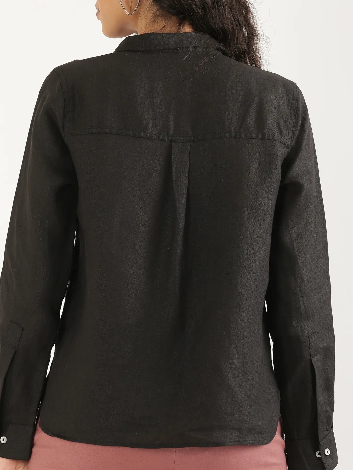 Women Black Pure Linen Shirt