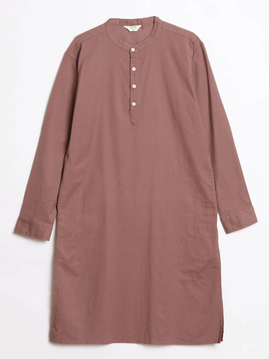 Men Rose Taupe Airy Linen Long Kurta