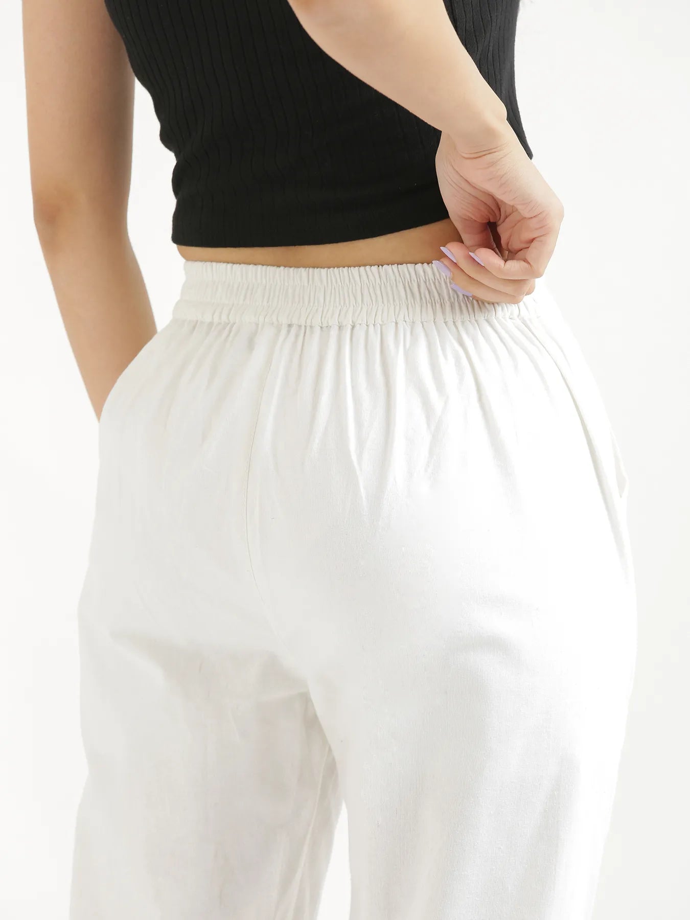 Women White Cotton Pant
