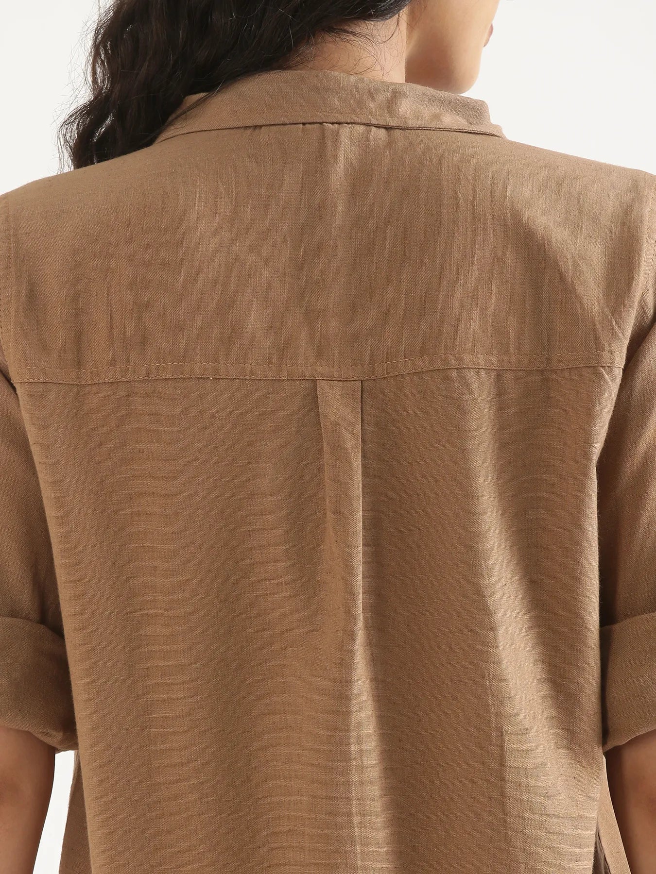 Women Coffee Brown Airy-Linen Shirt
