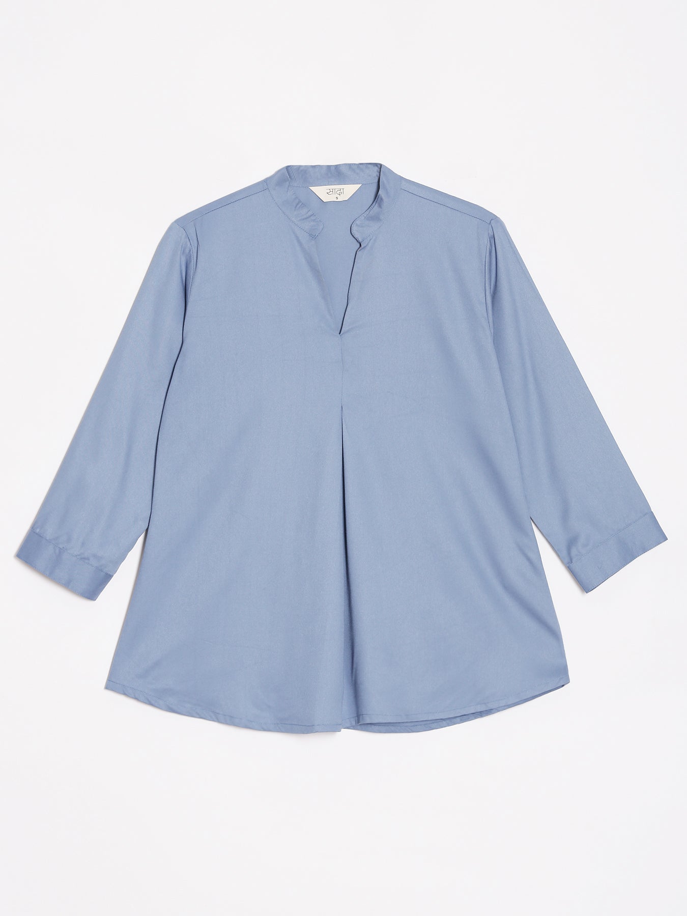 English Blue Viscose Pleated Top