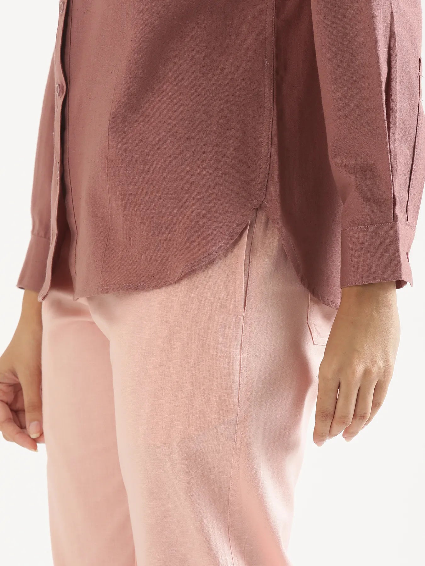 Women Rose Taupe Airy-Linen Shirt