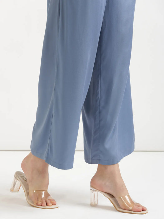 Women English Blue Viscose Palazzo Pant