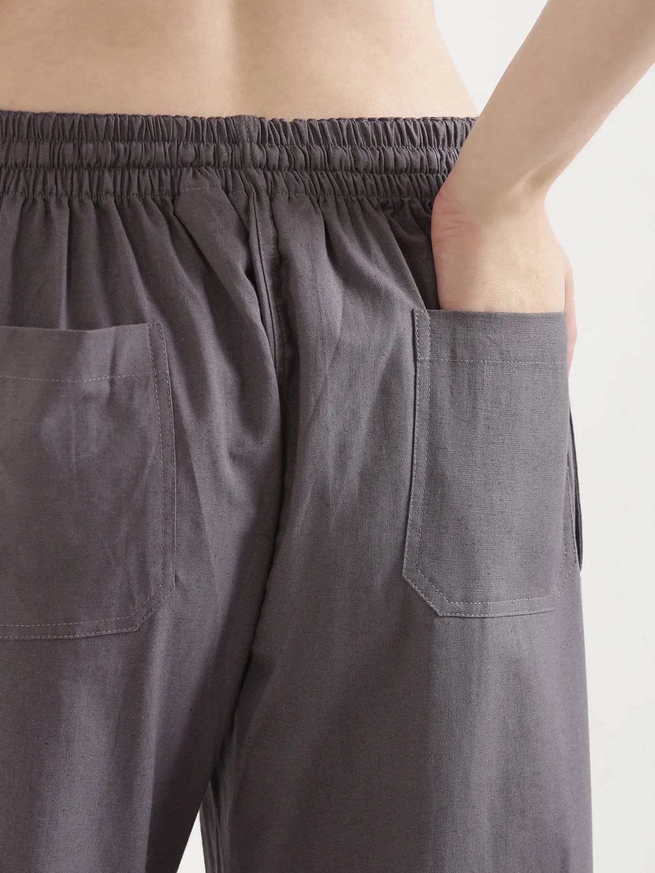 Women Slate Grey Airy Linen Straight Pant