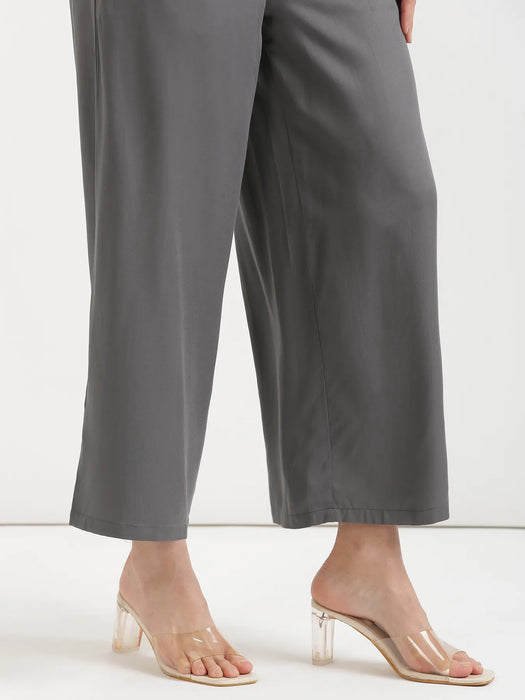 Women Grey Viscose Palazzo Pant