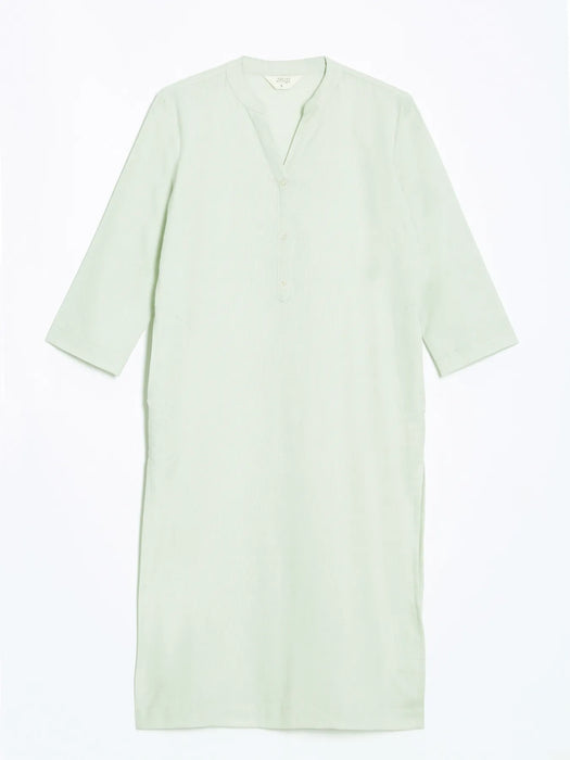 Women Mint Green Airy Linen Long Kurta