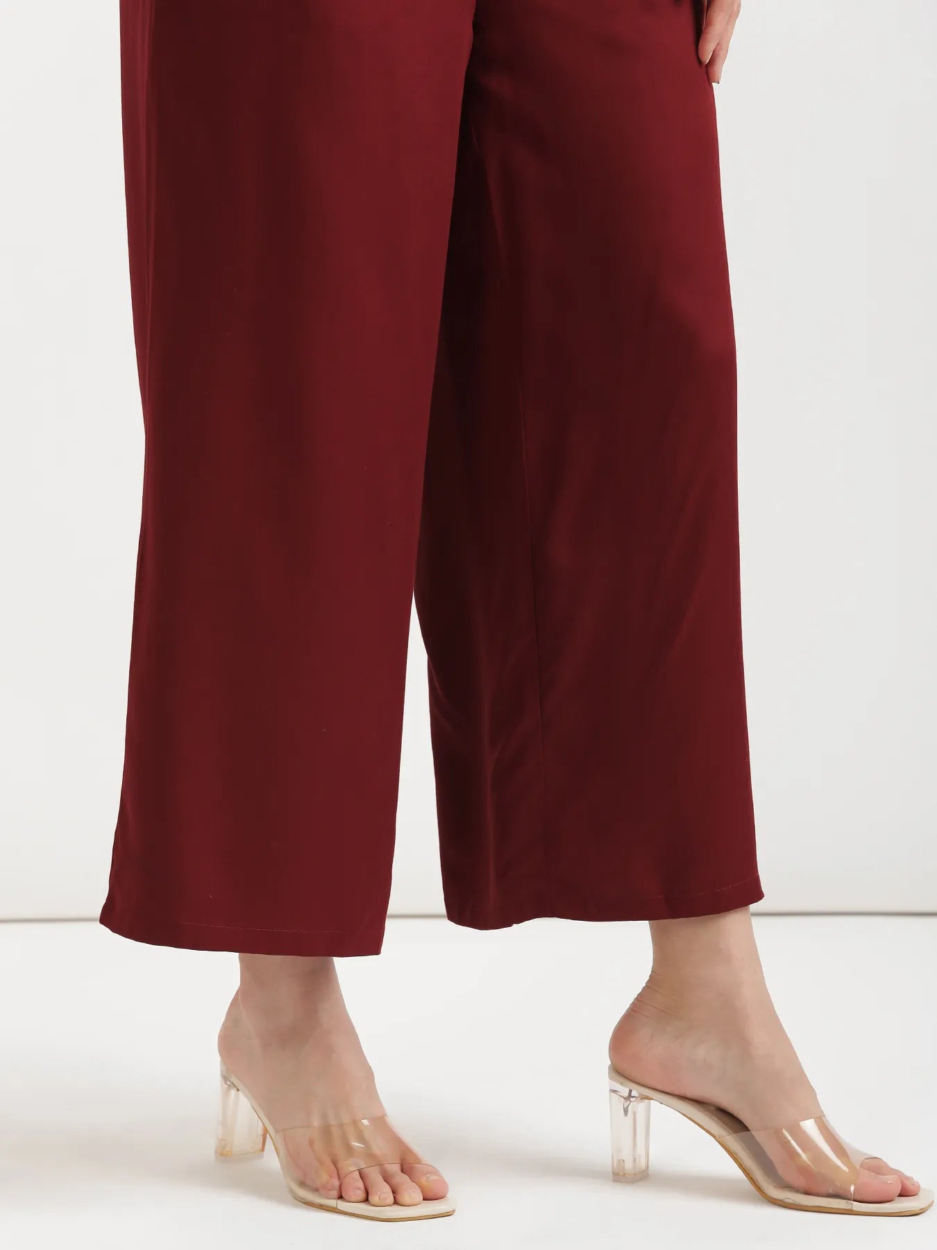 Women Maroon Viscose Palazzo Pant
