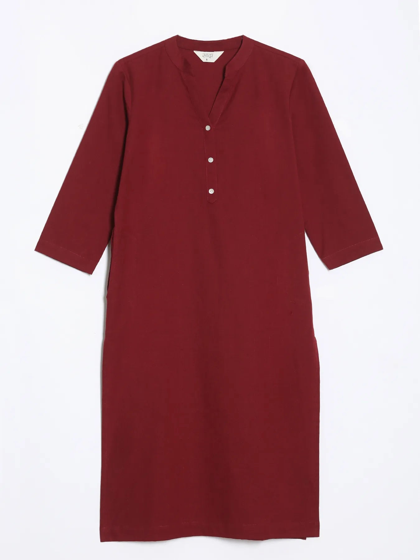 Women Maroon Airy Linen Long Kurta