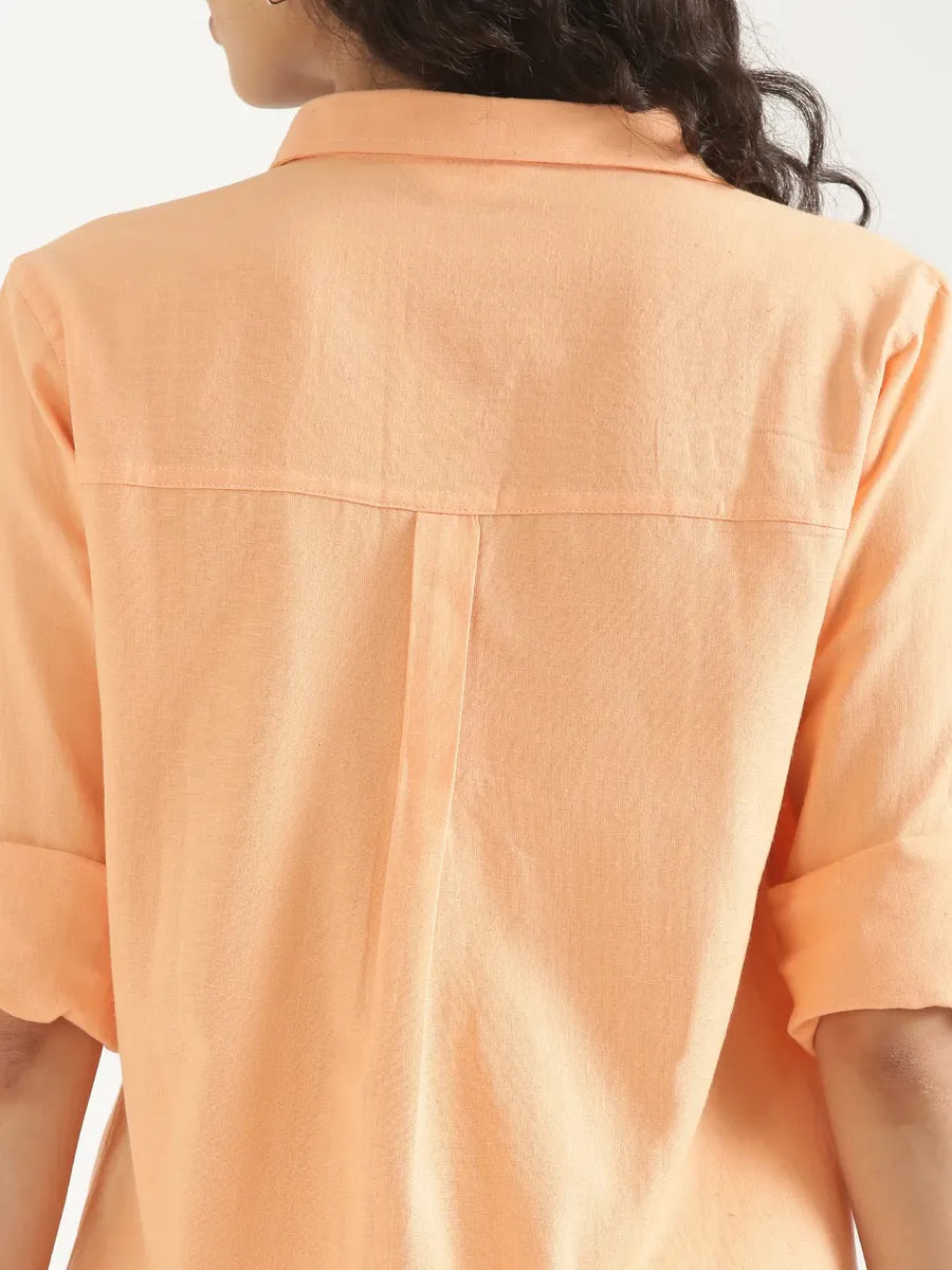 Women Peach Airy-Linen Shirt