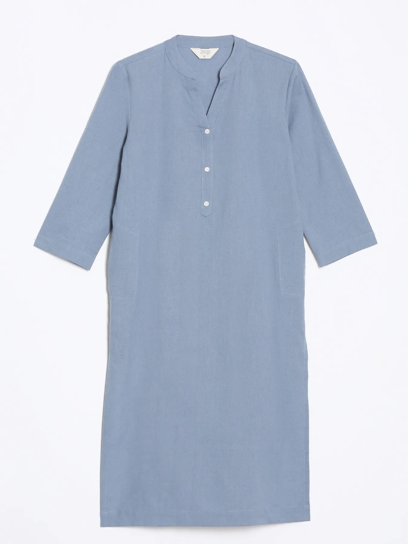 Women English Blue Airy Linen Long Kurta