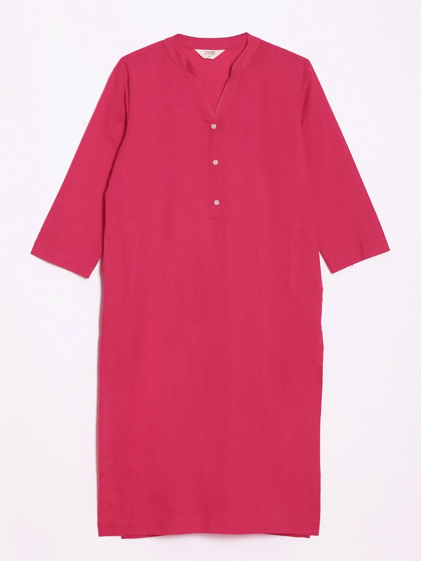 Women Hot Pink Airy Linen Long Kurta