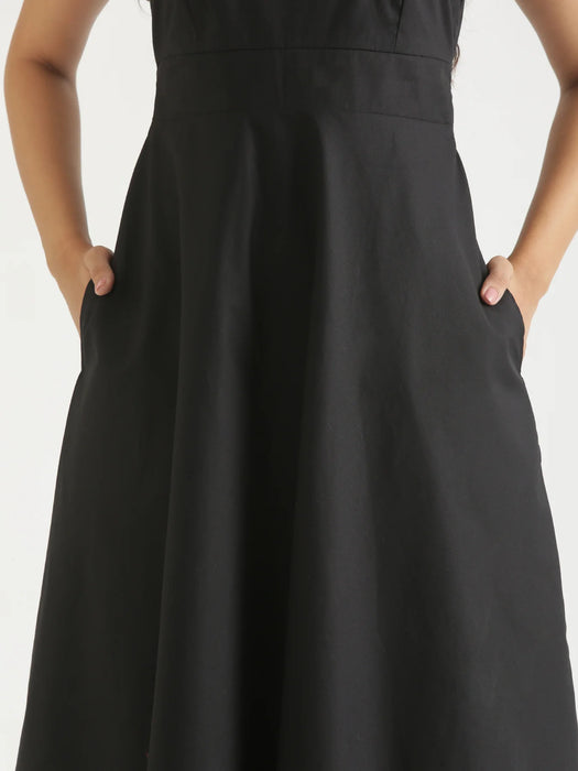 Women Black Better Cotton Flared Dress