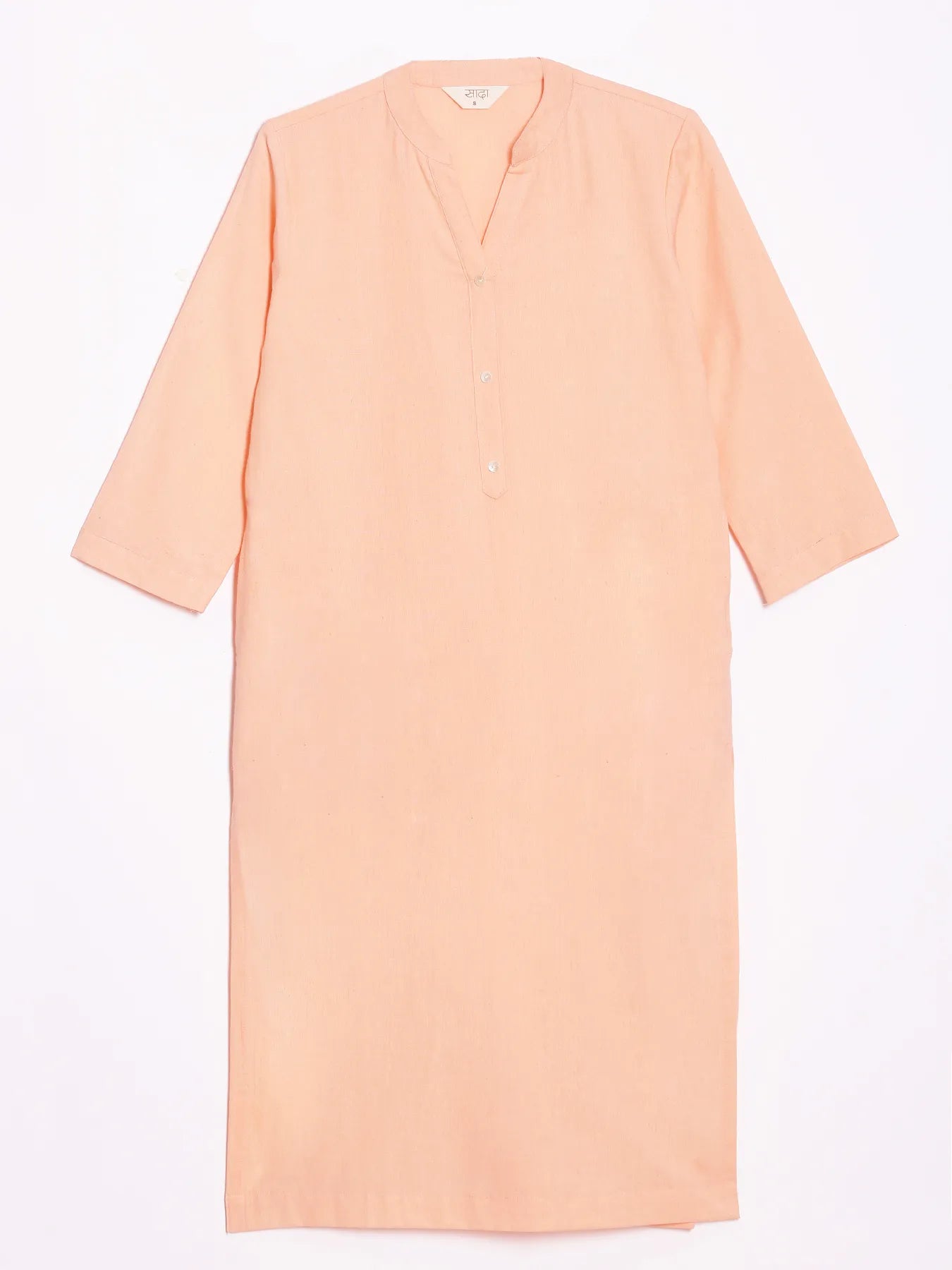 Women Peach Airy Linen Long Kurta