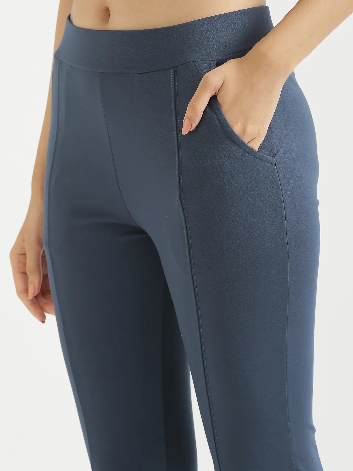 Women Royal Blue 4-Way Stretchable Pants