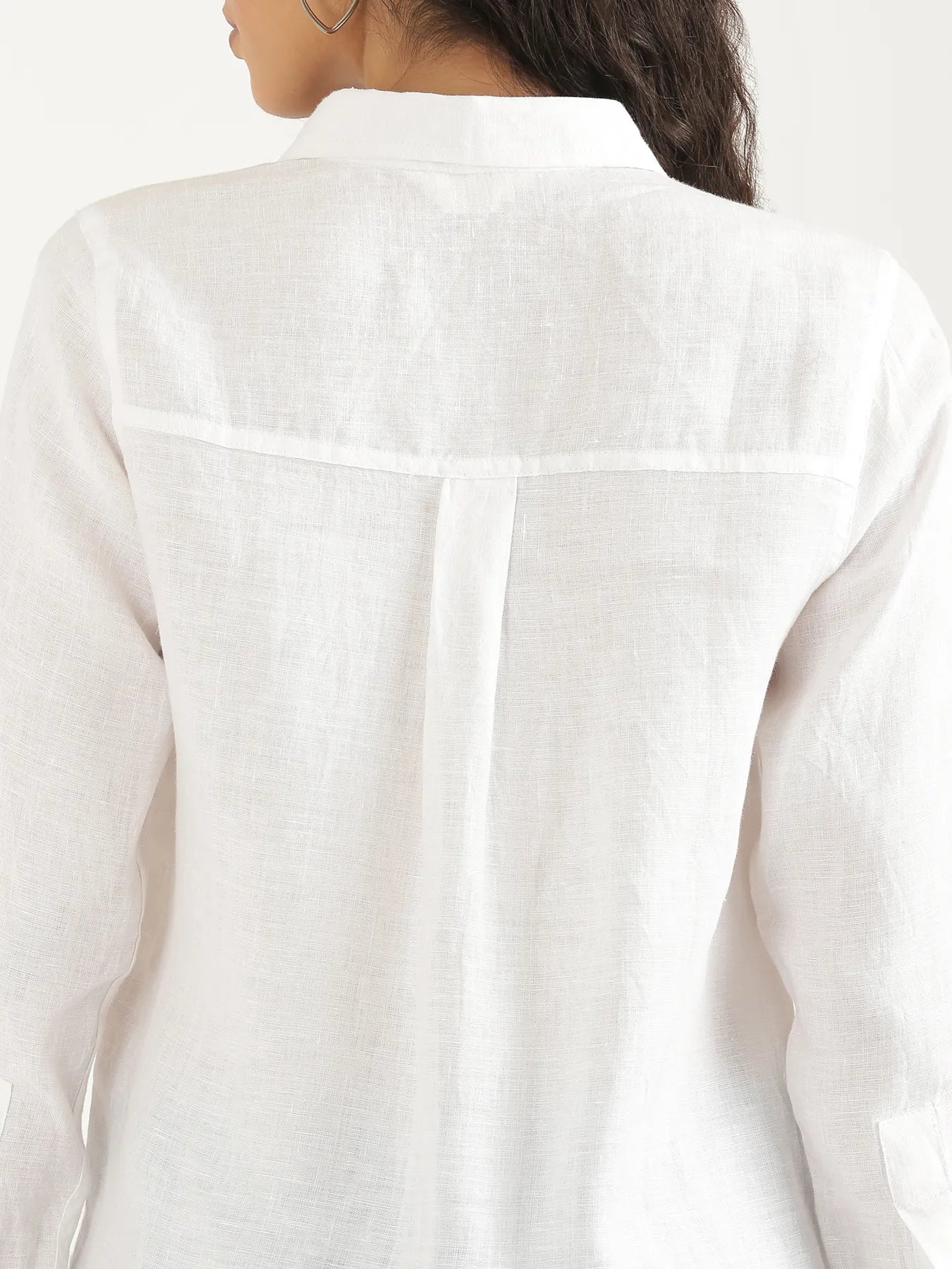 Women White Pure Linen Shirt