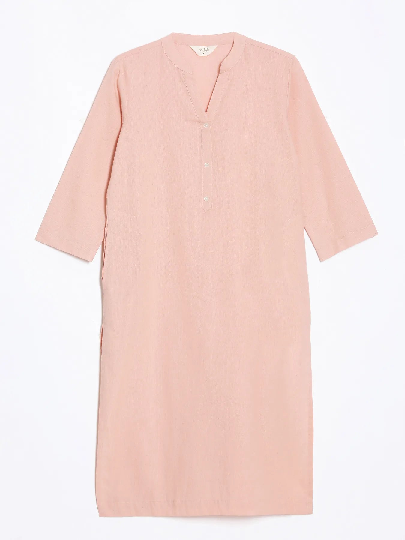 Women Salmon Pink Airy Linen Long Kurta