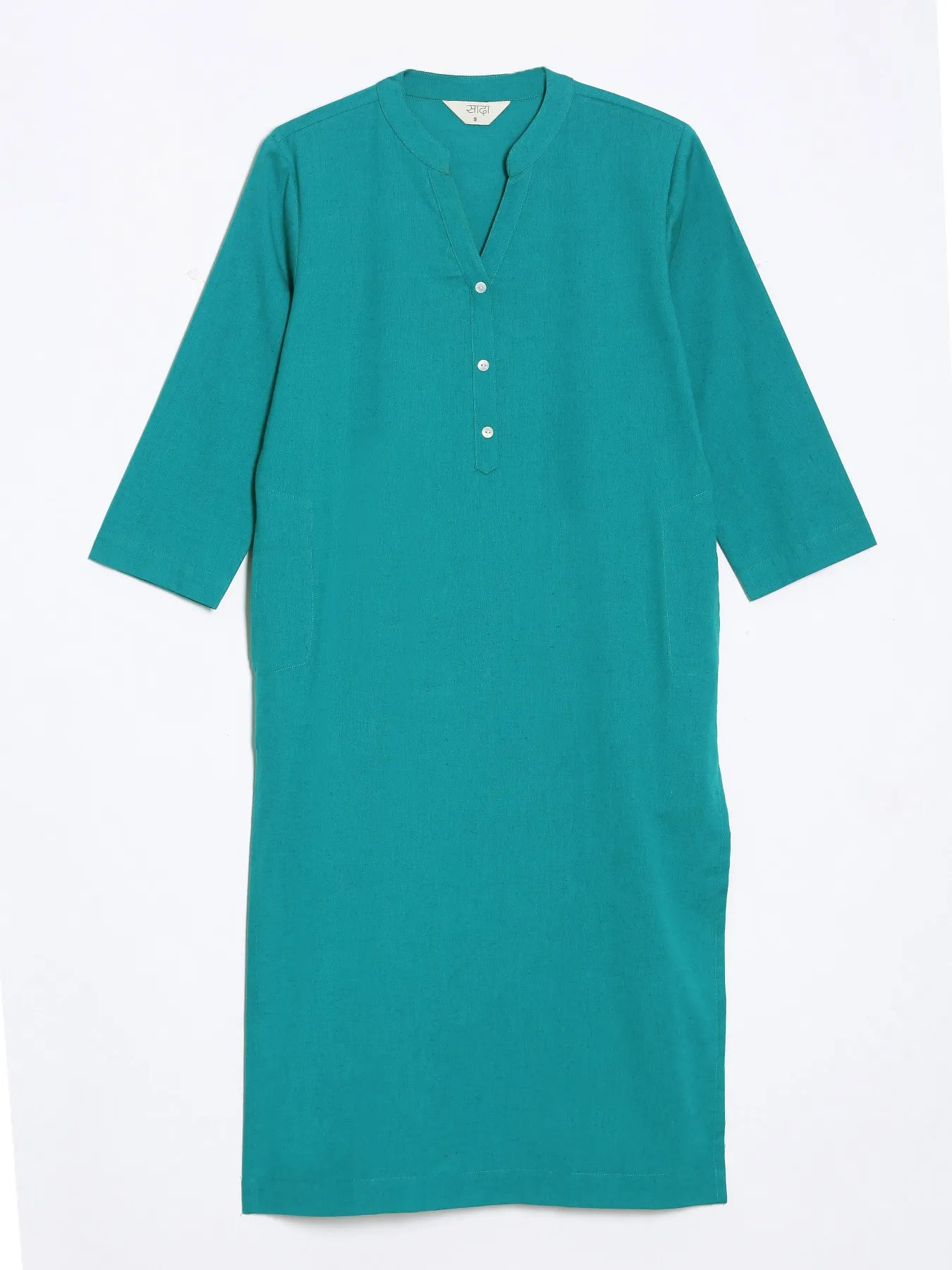 Women Teal Airy Linen Long Kurta