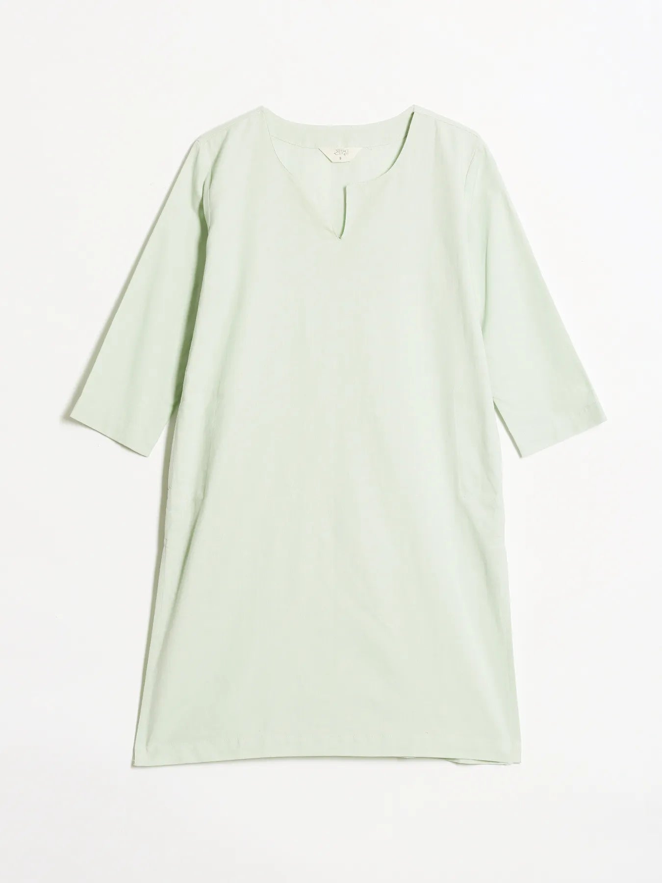 Women Mint Green Airy Linen Mid Thigh Length Kurta