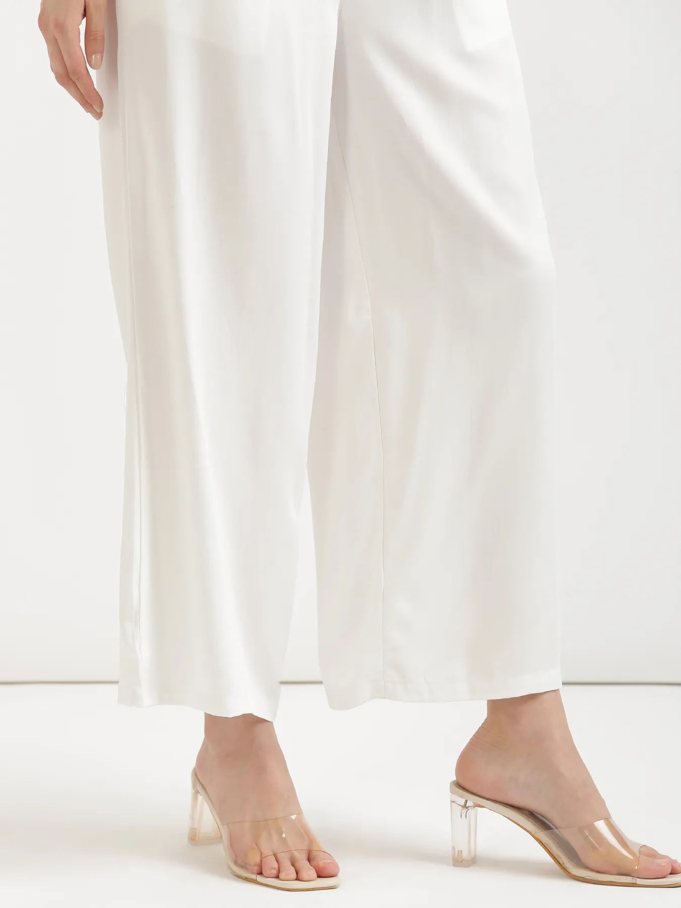 Women White Viscose Palazzo Pant