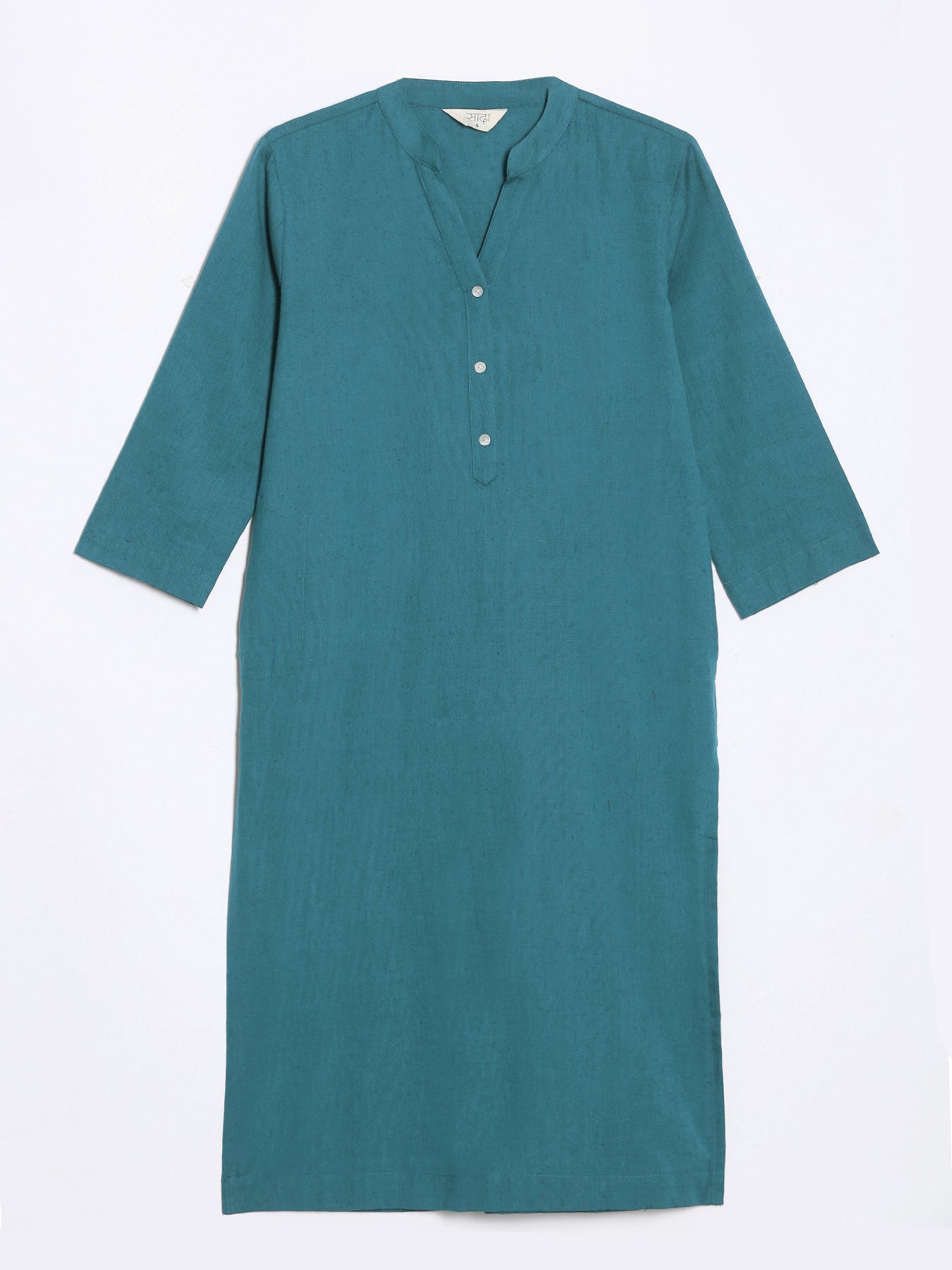 Turquoise Airy Linen Long Kurta