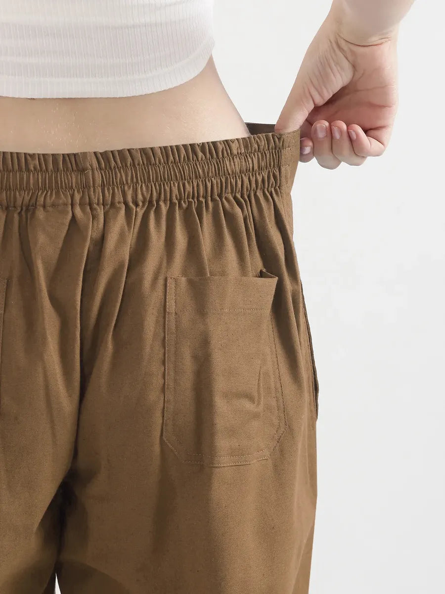 Women Coffee Brown Airy Linen Straight Pants