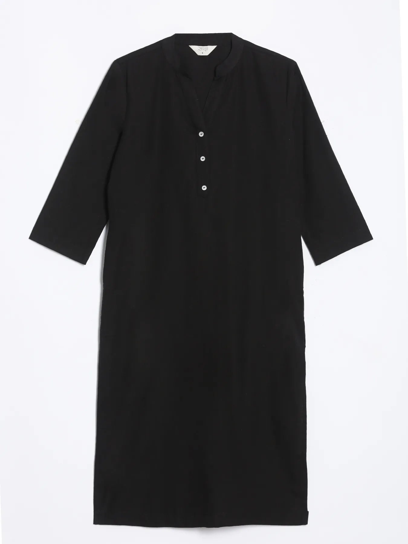 Women Black Airy Linen Long Kurta