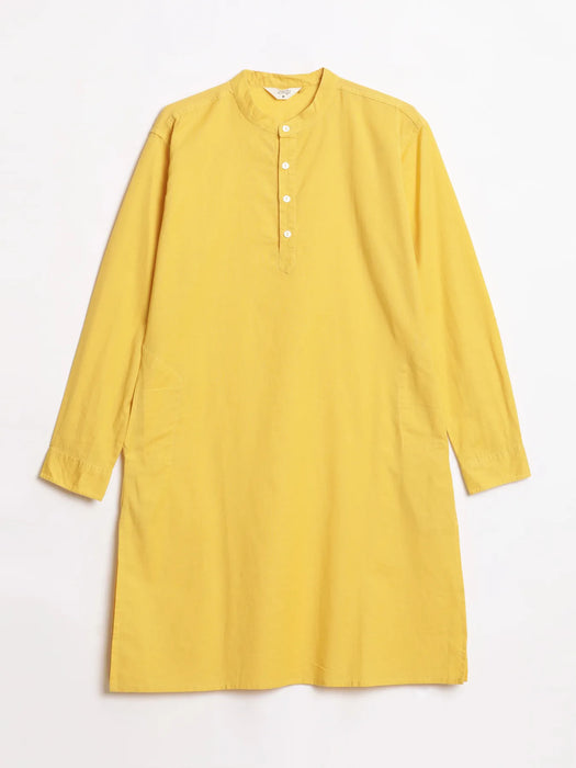 Men Yellow Airy Linen Long Kurta