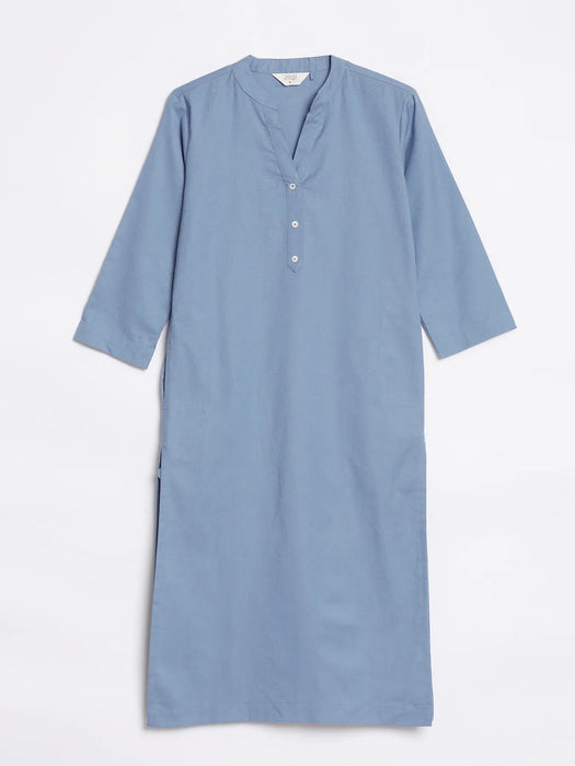 Women English Blue Airy Linen Long Kurta
