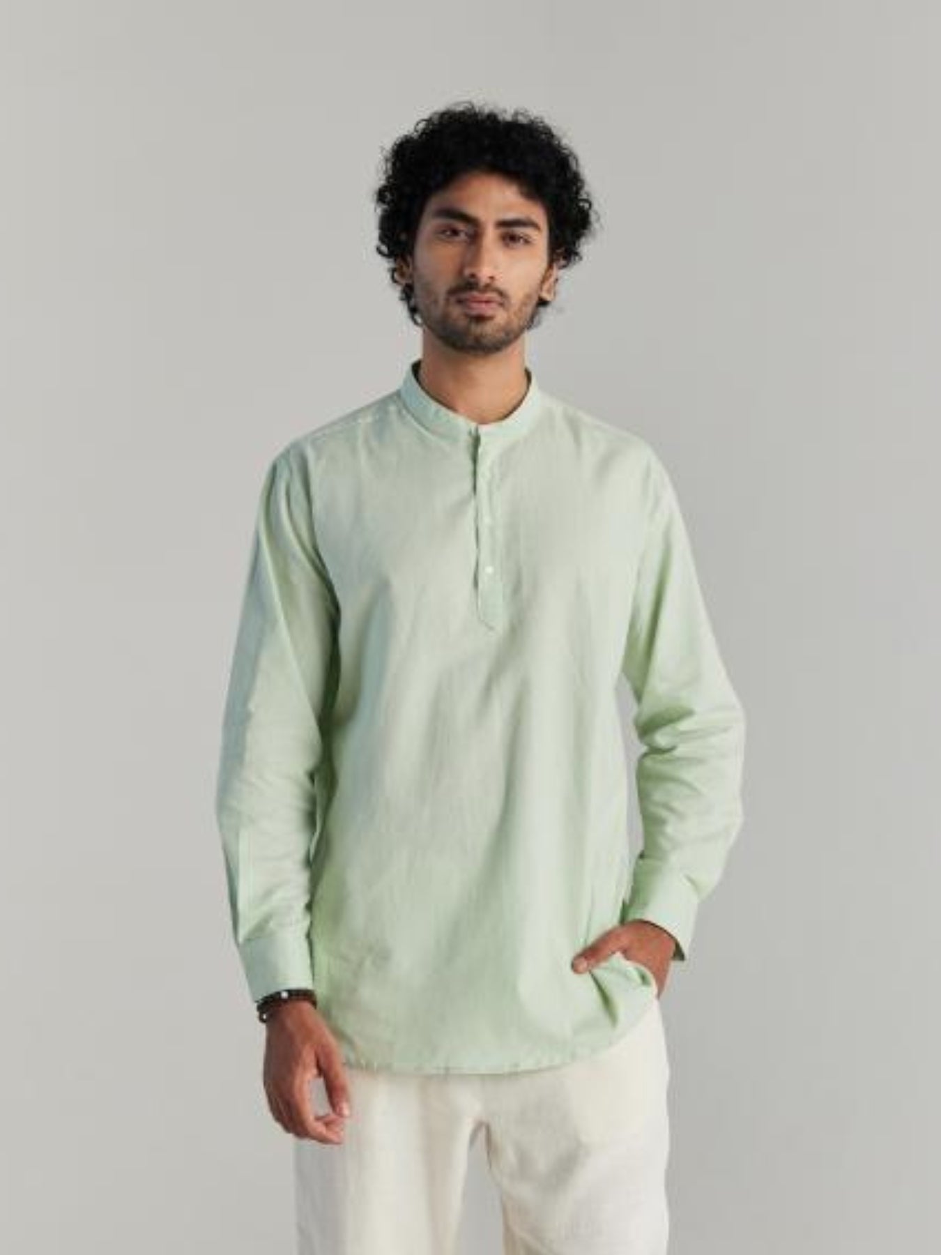 Mint Green Airy Linen Short Kurta