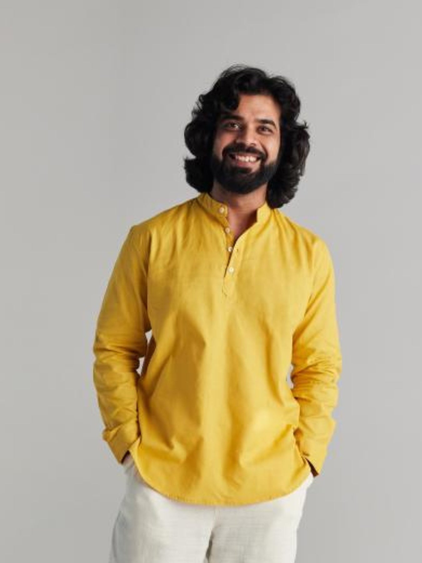 Yellow Airy Linen Short Kurta