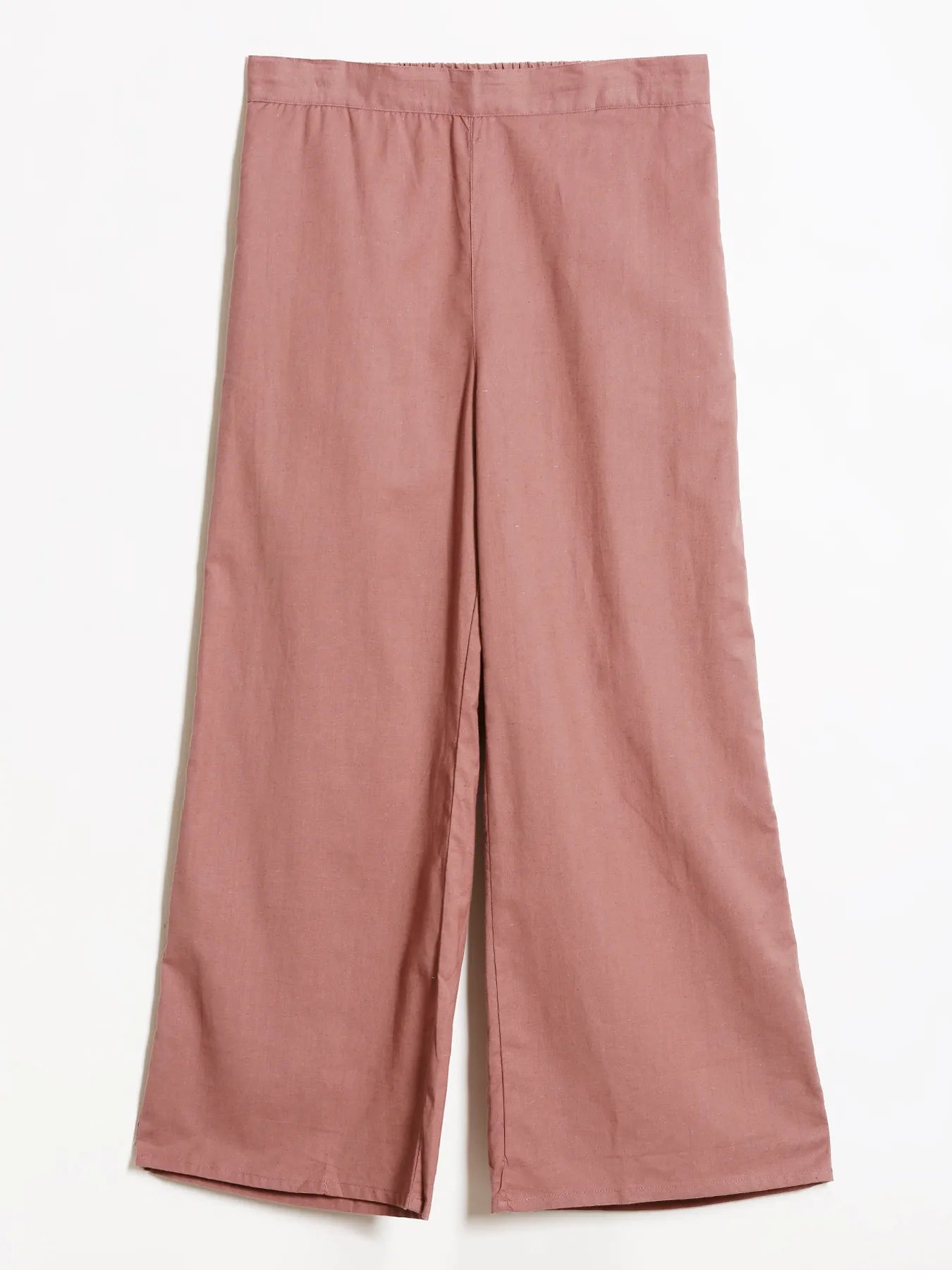 Women  Rose Taupe Airy Linen Wide Leg Pant