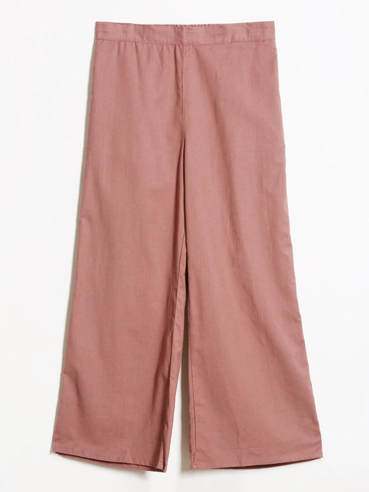 Women  Rose Taupe Airy Linen Wide Leg Pant