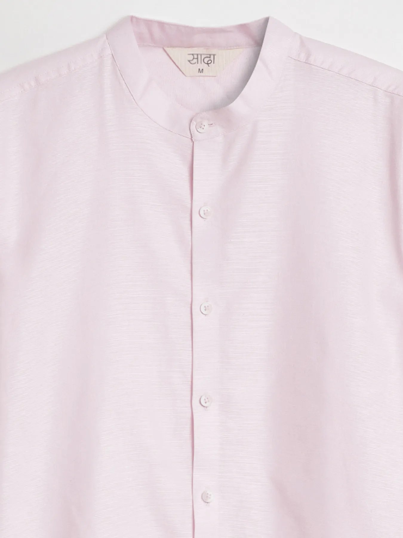 Men Blush Pink Linen Blend Mandarin Collar Shirt
