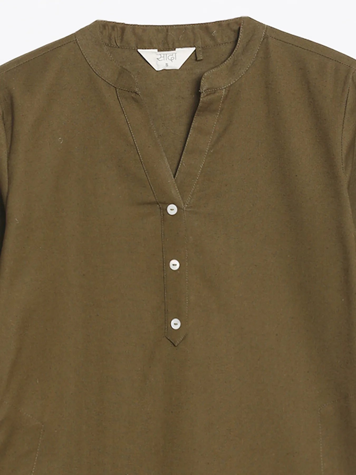 Women Olive Green Airy Linen Long Kurta