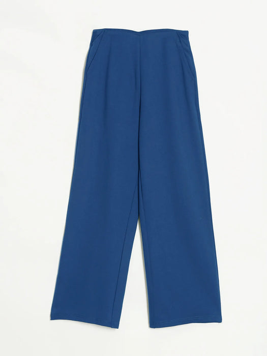Women Royal Blue Wide Leg Pants
