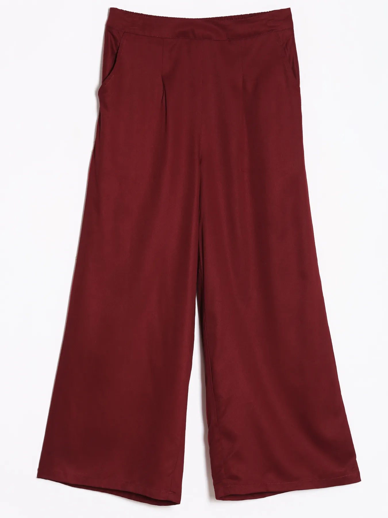 Women Maroon Viscose Palazzo Pant