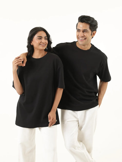 Unisex Black Oversized T-shirt