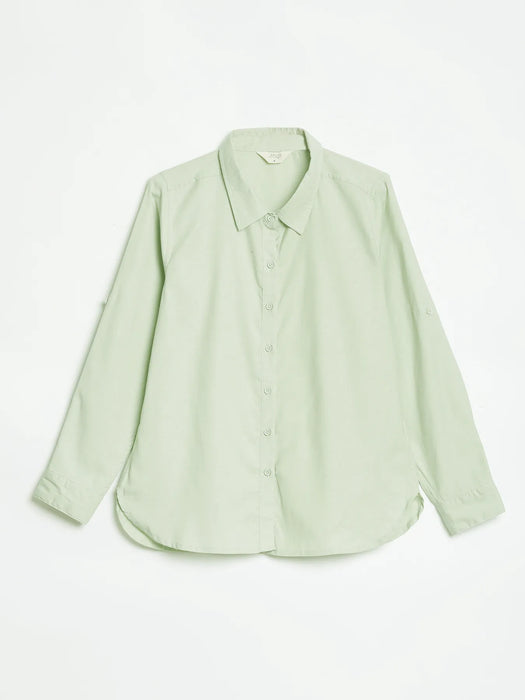 Women Mint Green Airy-Linen Shirt