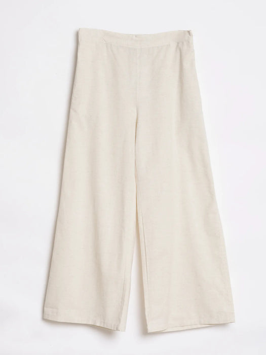 Women Ecru Airy Linen Wide Leg Pant