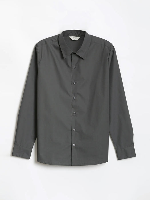 Men Dark Grey Better Cotton Full Sleeve Shirt
