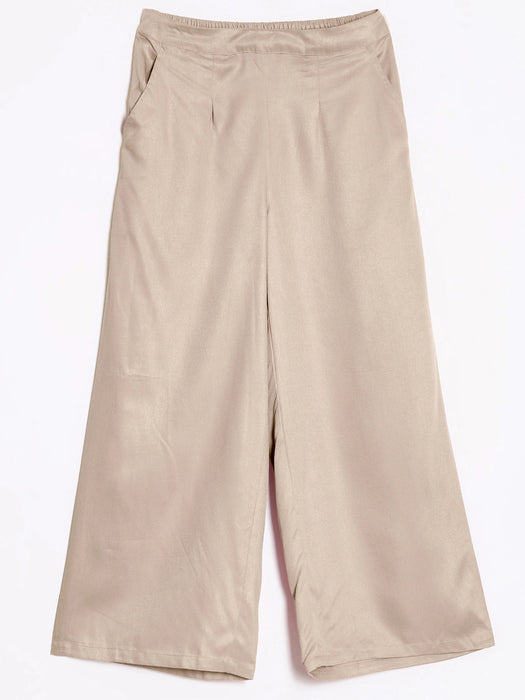 Women Taupe Viscose Palazzo Pant