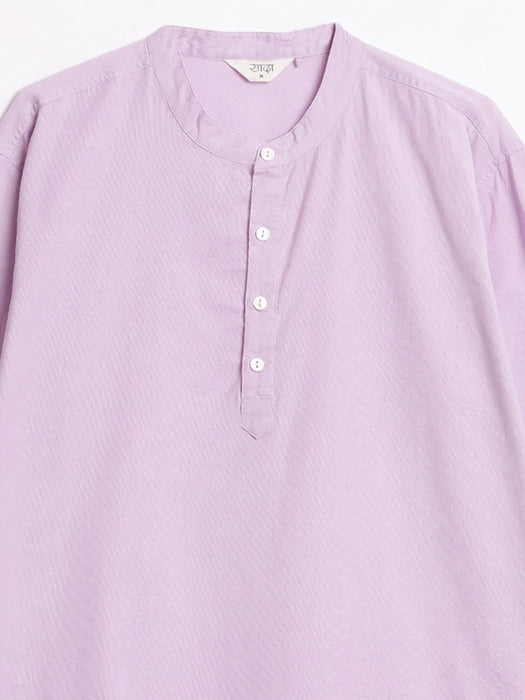 Men Lilac Airy Linen Long Kurta