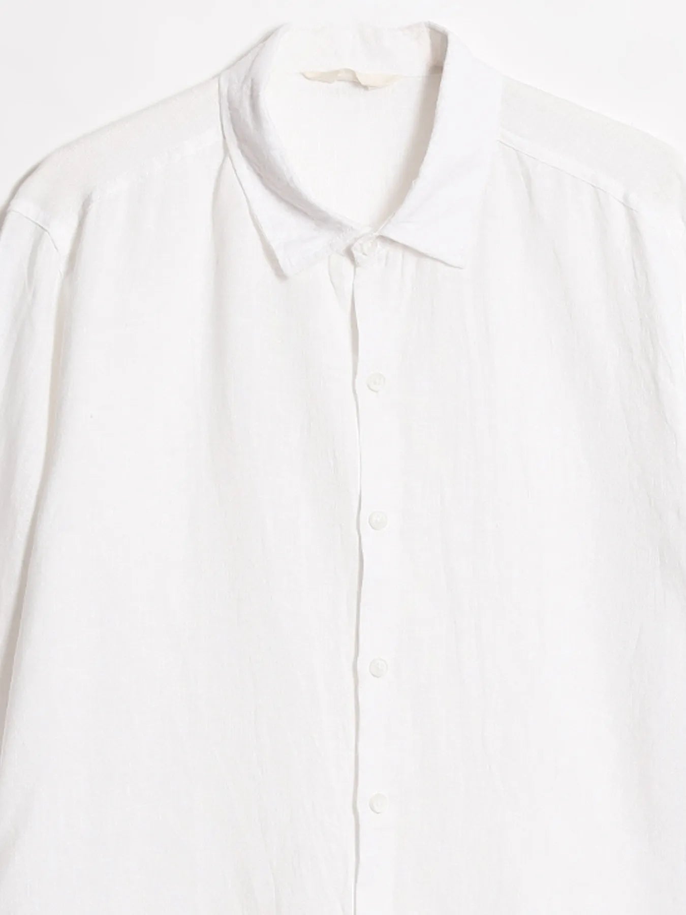 Men White Pure Linen Full Sleeve Shirt