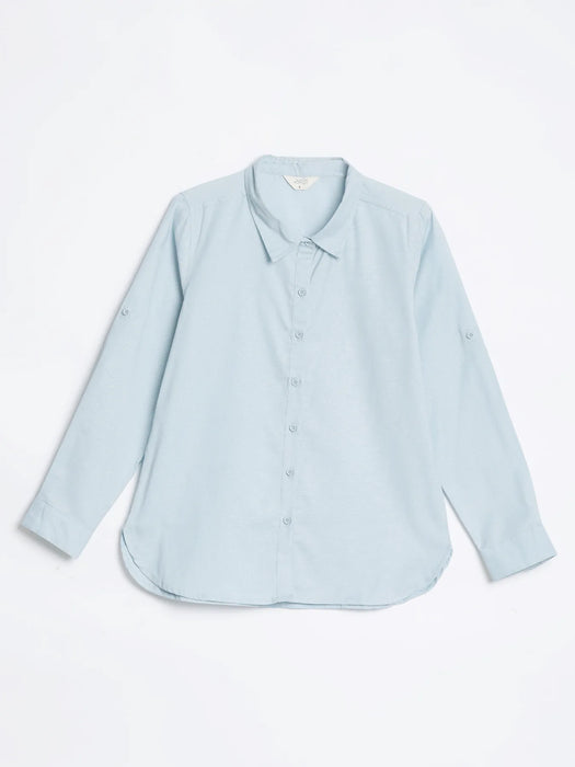 Women Sky Blue Airy-Linen Shirt