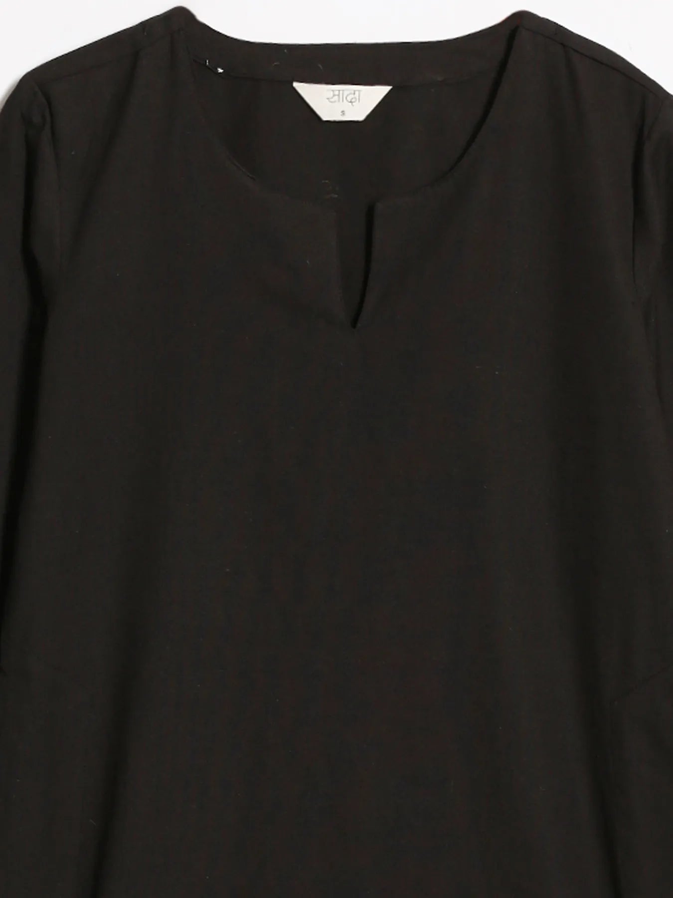 Women Black Airy Linen Mid Thigh Length Kurta