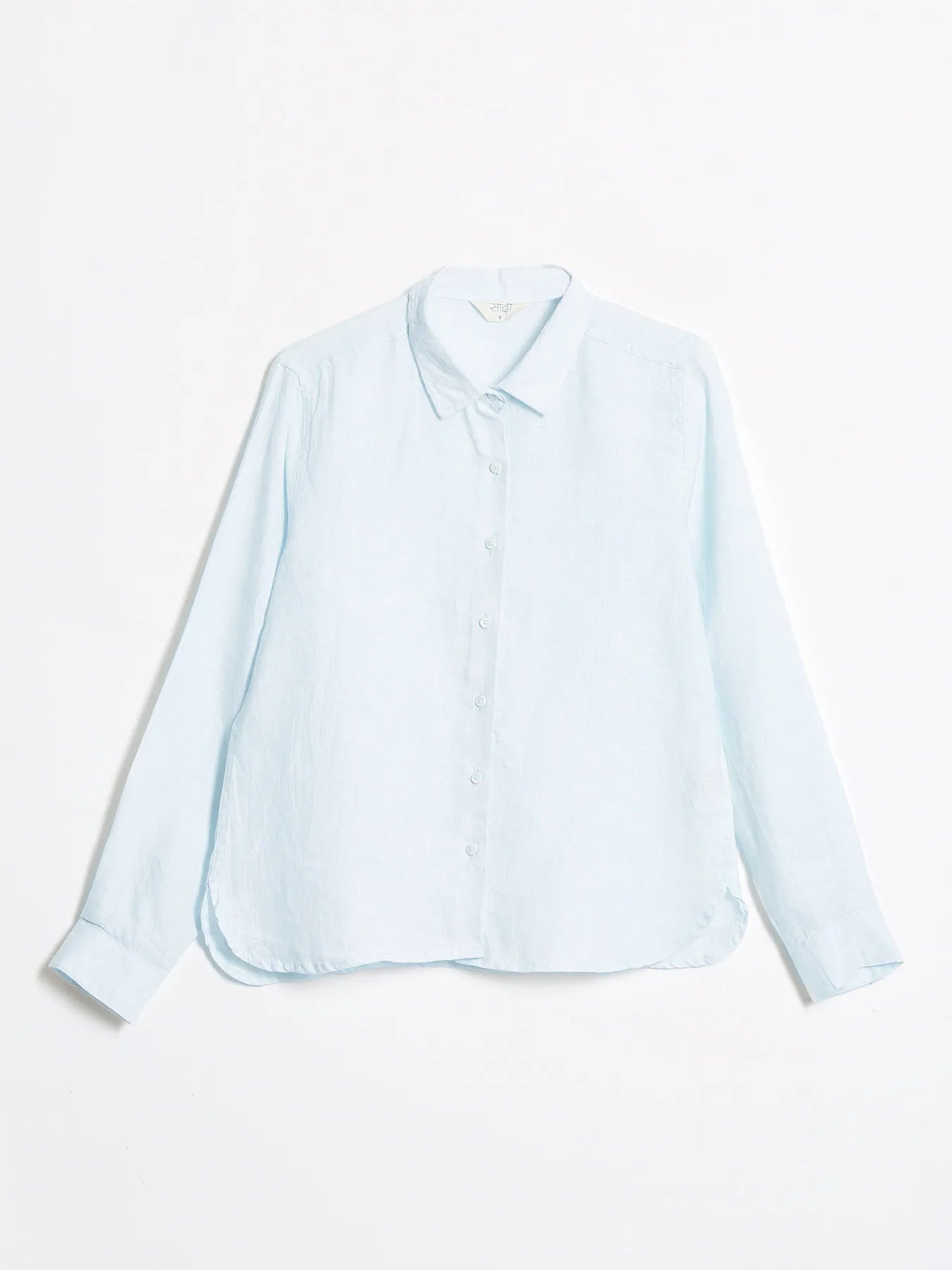 Women Light Blue Pure Linen Shirt