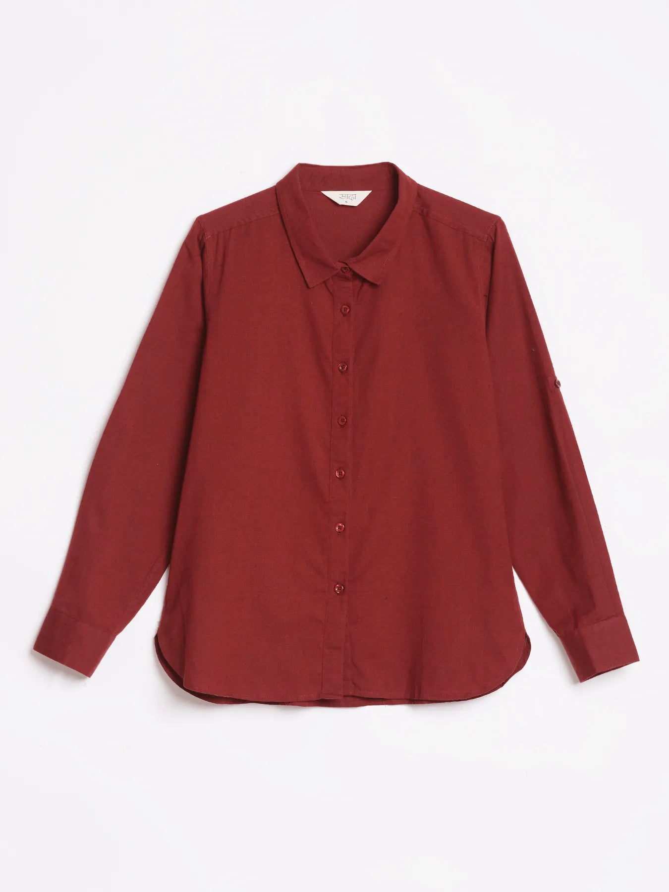 Women Maroon Airy-Linen Shirt