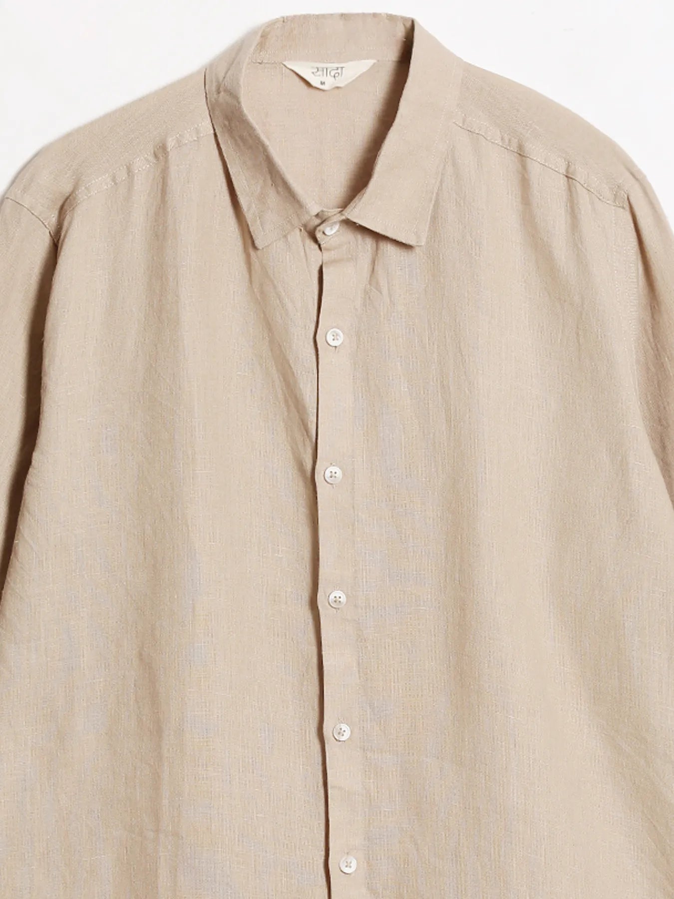 Men Taupe Pure Linen Full Sleeve Shirt