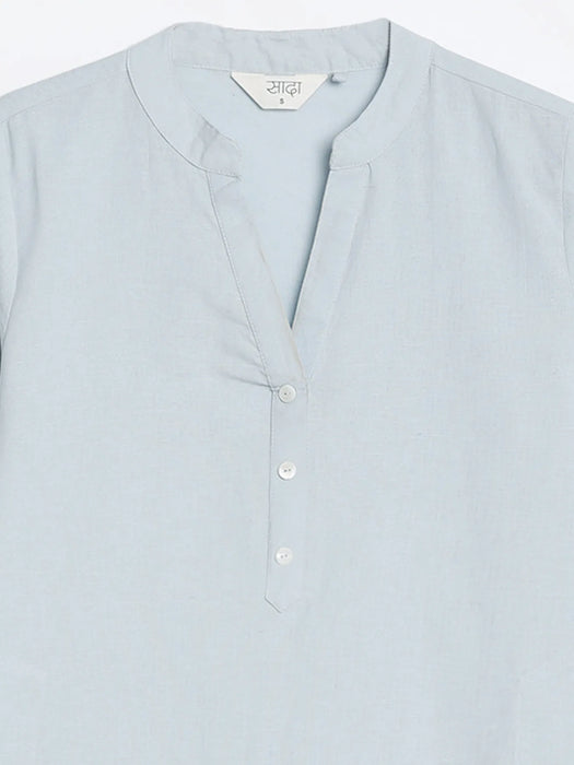 Women Sky Blue Airy Linen Long Kurta